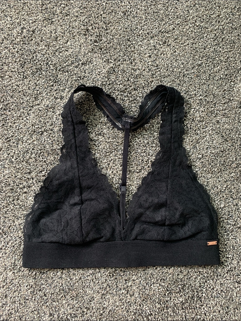PINK Victoria's Secret Black Lace Racerback Bralette